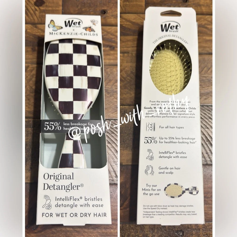 🖤🤍🖤 MacKenzie-Childs x Wet Brush Original Detangler - Courtly Check, NWT